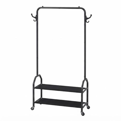 EVLIQUIL Metal Garment Rack with 2-Tier Shelves