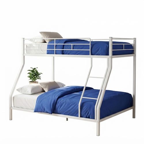 EVLIQUIL Twin Over Full Metal Bunk Bed with Ladder and Guardrails, White