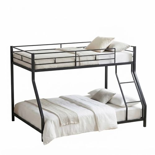 EVLIQUIL Twin Over Full Metal Bunk Bed with Ladder and Guardrails, Black