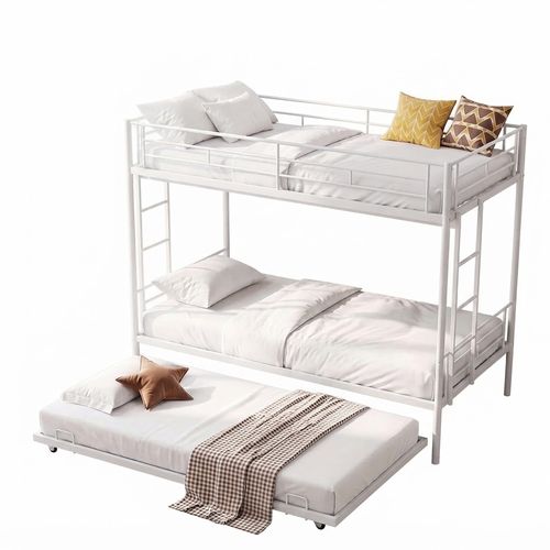 EVLIQUIL Twin Over Twin Bunk Bed with Trundle, White