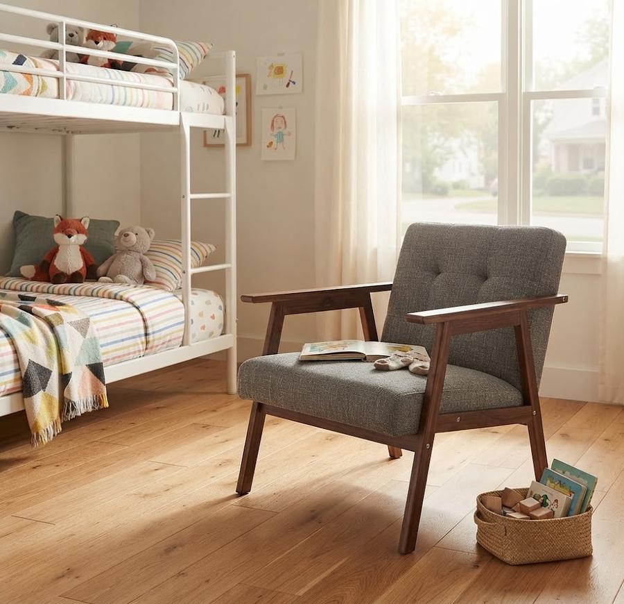 EVLIQUIL Accent Chair with Solid Wood Frame & Soft Cushion