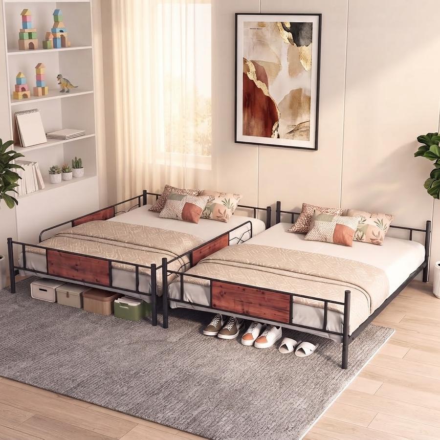 EVLIQUIL Twin Over Twin Metal Bunk Bed