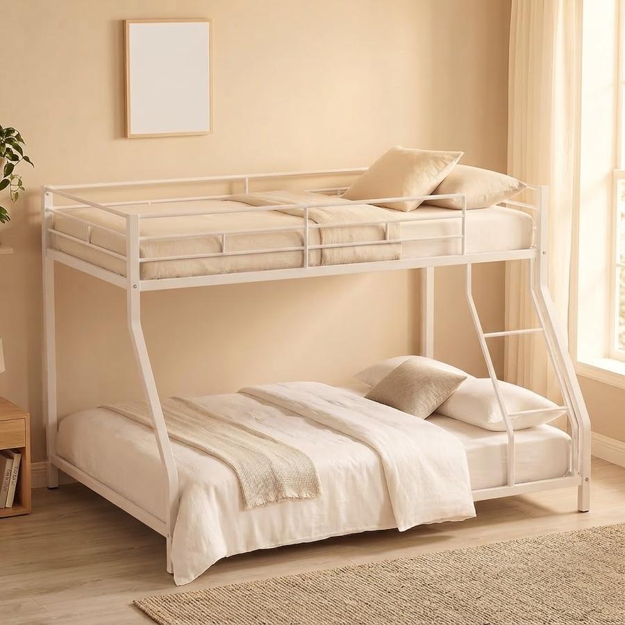 EVLIQUIL Twin Over Full Metal Bunk Bed with Ladder and Guardrails, Black